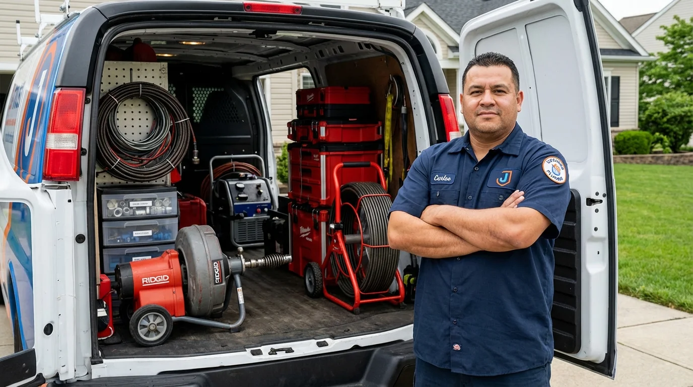 Professional drain cleaning equipment and Johns Plumbing LLC plumber in Saginaw