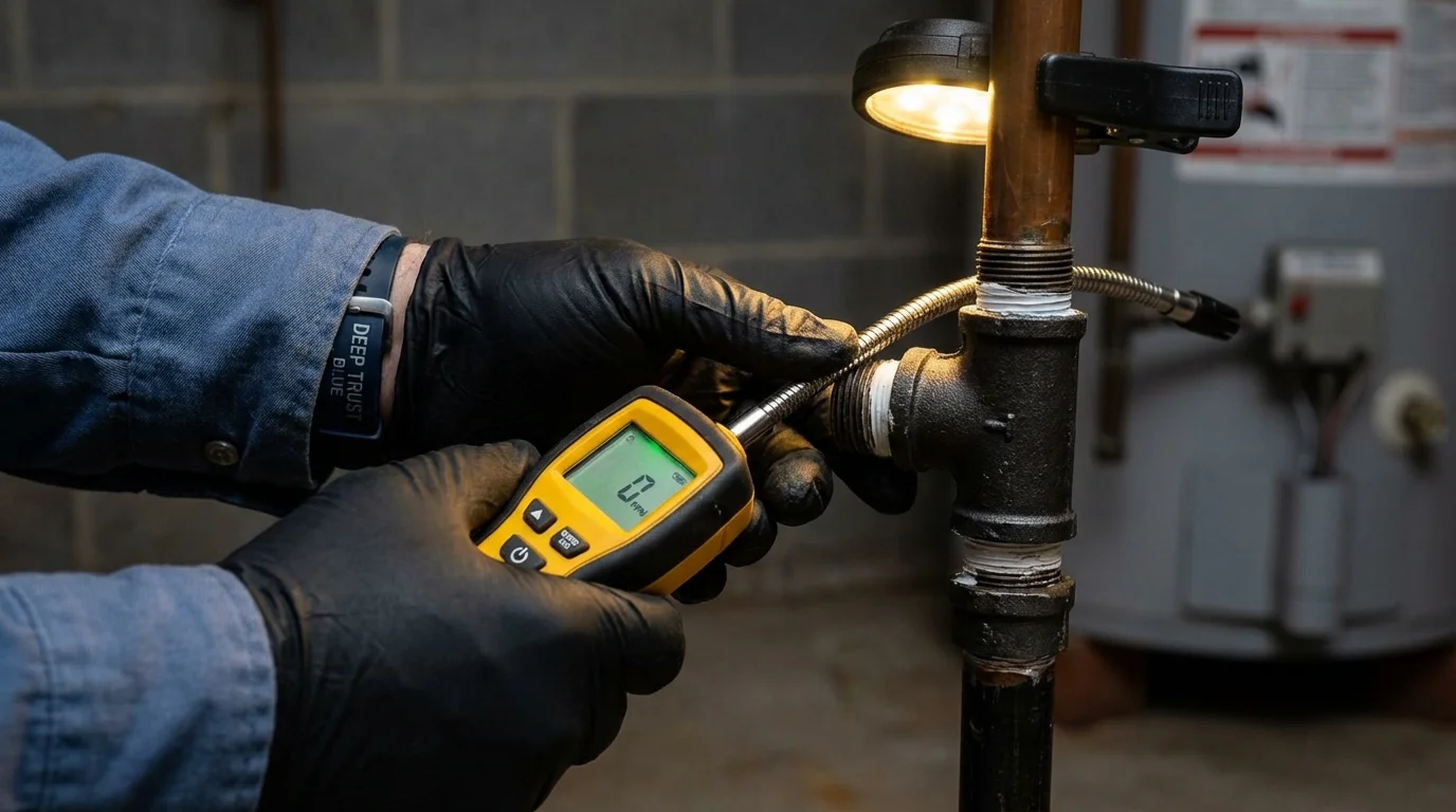 Gas leak detection with electronic sniffer by Johns Plumbing LLC in Saginaw