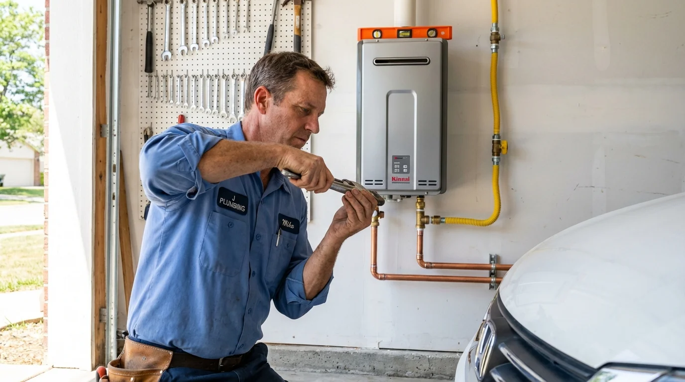 Tankless water heater installation by a Johns Plumbing LLC plumber in Saginaw